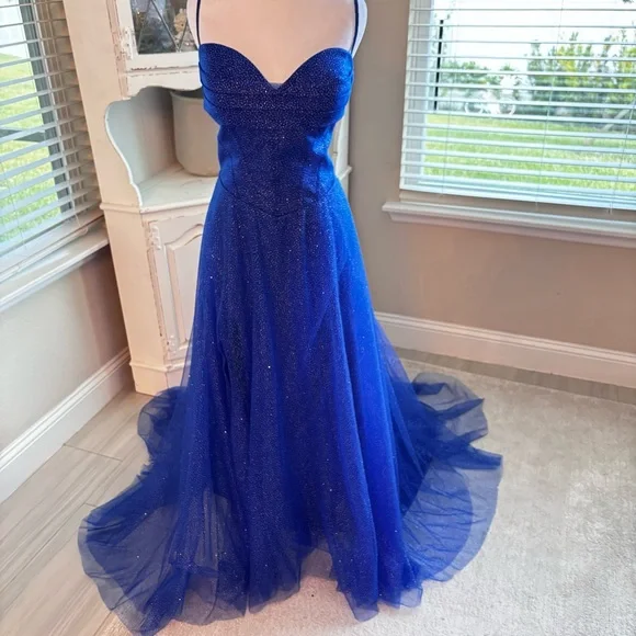 NEW Blue Dress with Glitter Tulle NWOT Size XL - Picture 1 of 9